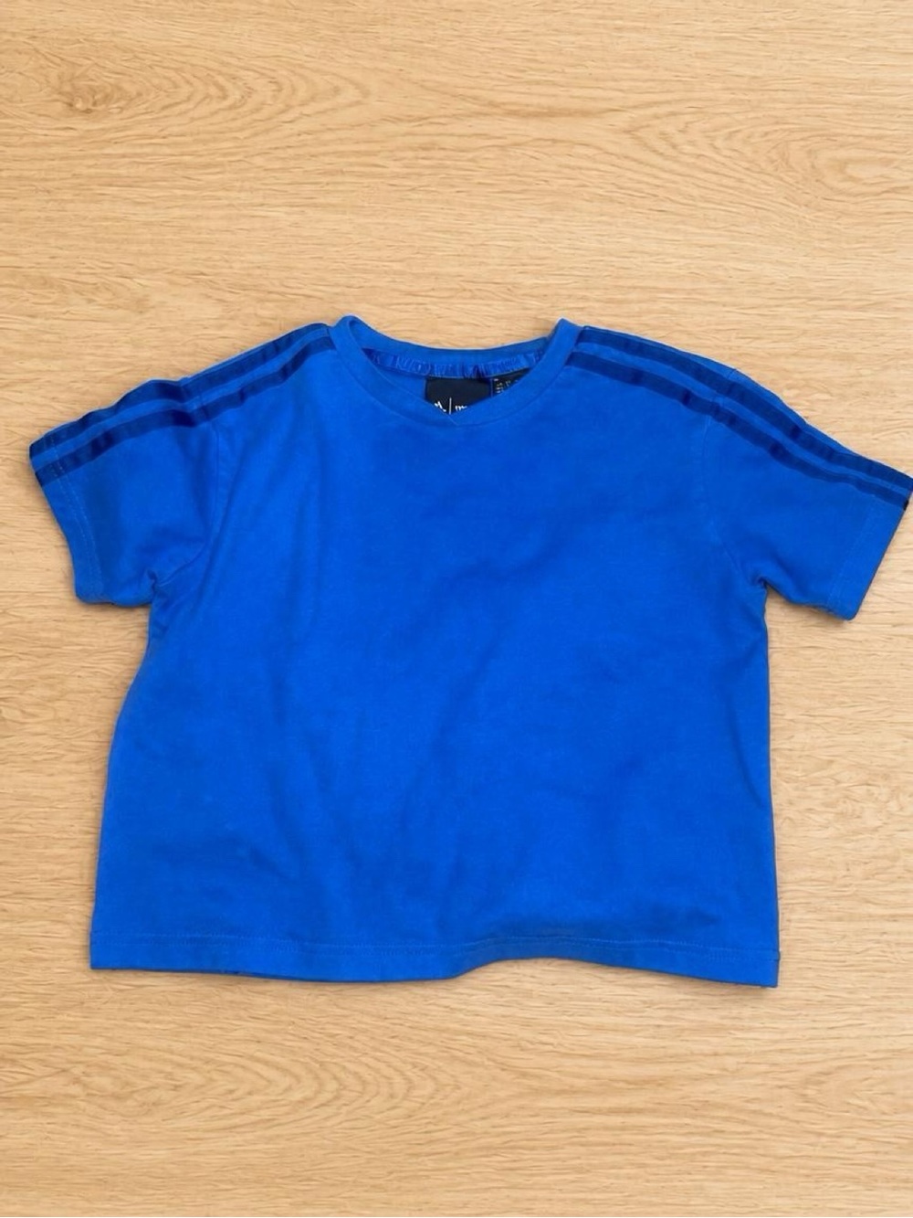 adidas Ivy park Blue Crewneck Tee with Navy Shoulder Stripes